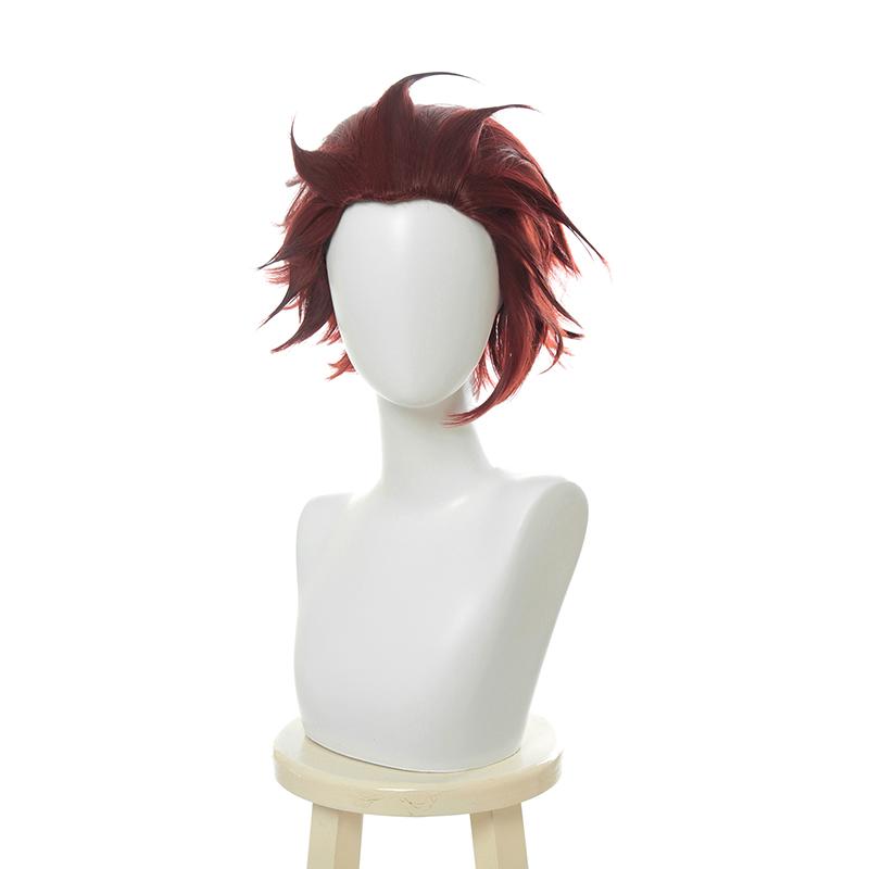 omgcos Anime Slayer Tanjirou Kamado Red Black Cosplay Wigs