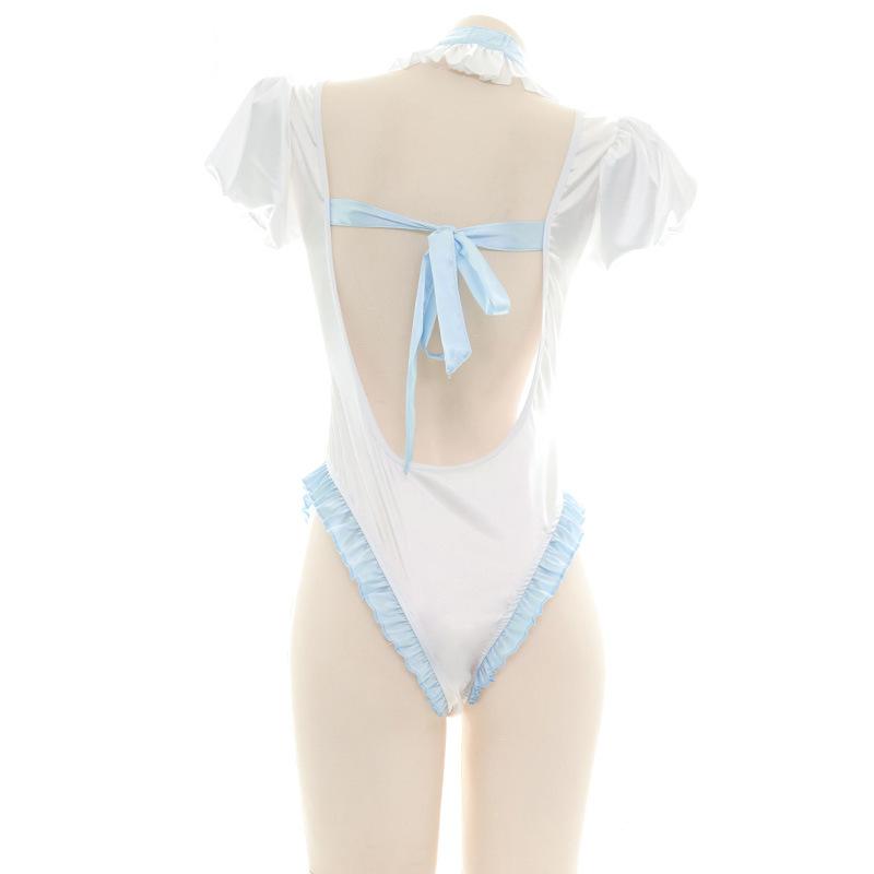 Blue Backless Bow-Knot Underwear Sexy Cosplay Costume