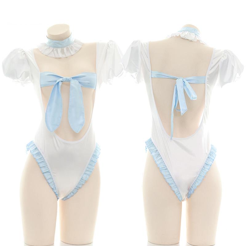 Blue Backless Bow-Knot Underwear Sexy Cosplay Costume