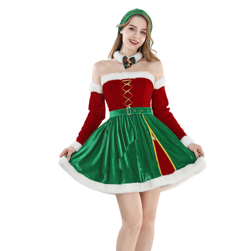 Last Batch Christmas Costume Red and Green Christmas Dress