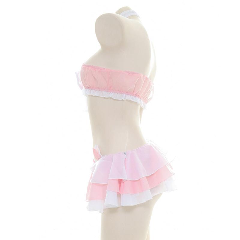 Cute Cat Pink Sexy Bow Pajama Cosplay Costume