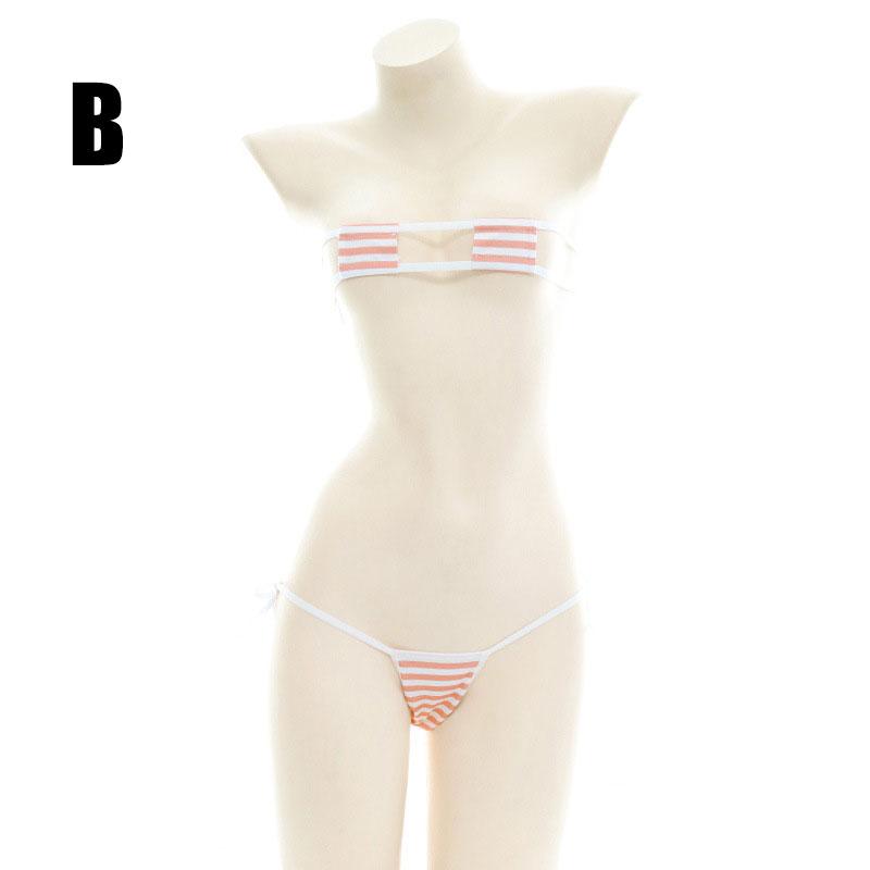Cute Stripe Sexy Bikini 2 Color Cosplay Costume