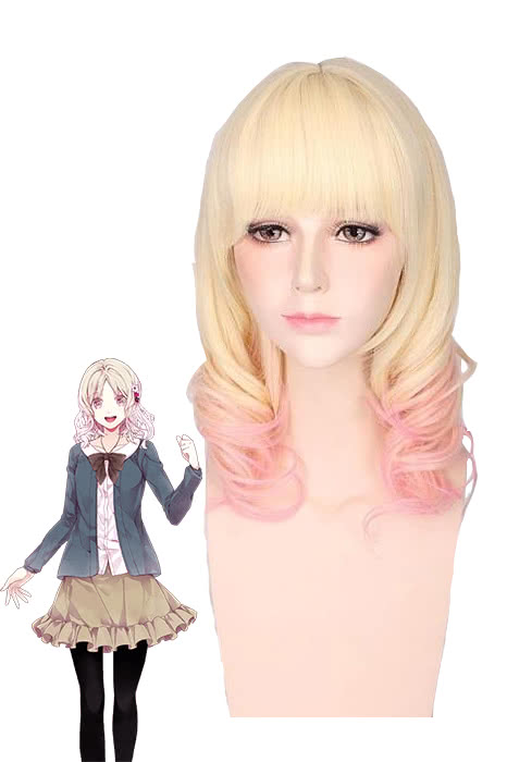 Diabolik Lovers Yui Komori Blonde Fade Pink Curly Cosplay Wigs