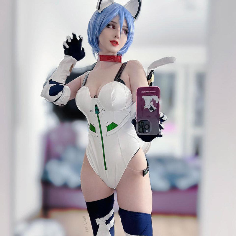 In Stock Evangelion Rei Ayanami Cosplay Costume Cat Rei Cosplay Costume