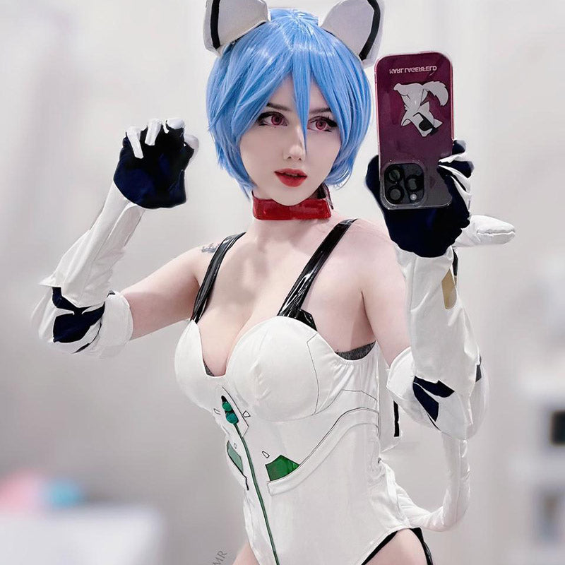 In Stock Evangelion Rei Ayanami Cosplay Costume Cat Rei Cosplay Costume