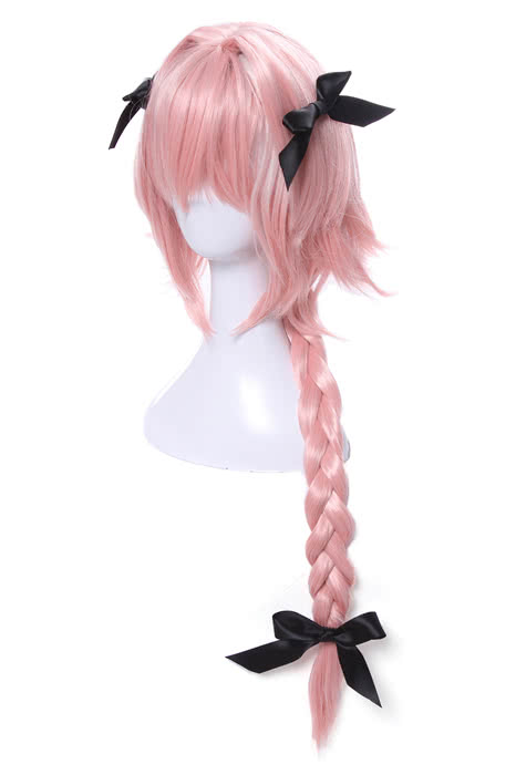 Fate Apocrypha Astolfo Pink Long Braid Cosplay Wigs With Head Wear