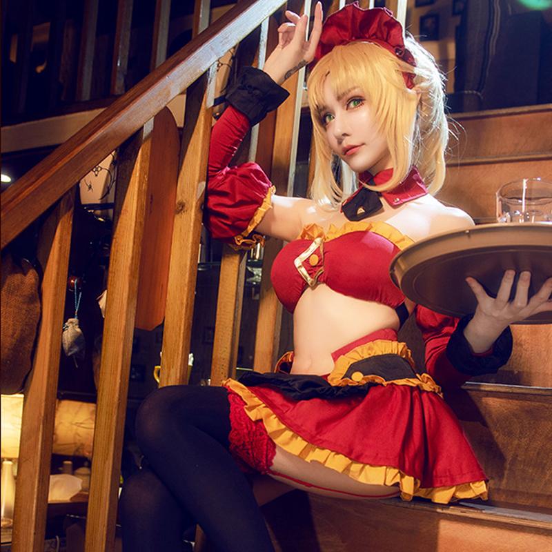 Fate/Apocrypha FGO Saber Mordred Maid Cosplay Costume