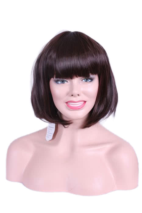 25cm Short Fashion Wig Dark Brown Women Straight BOB Hair