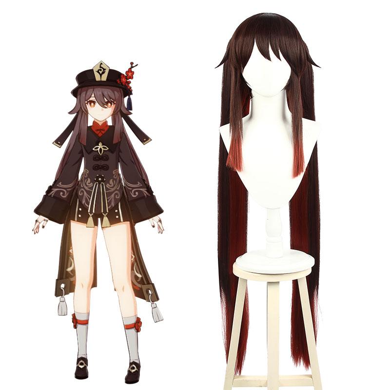 Game Genshin Impact Hutao Brown Gradient Cosplay Wigs