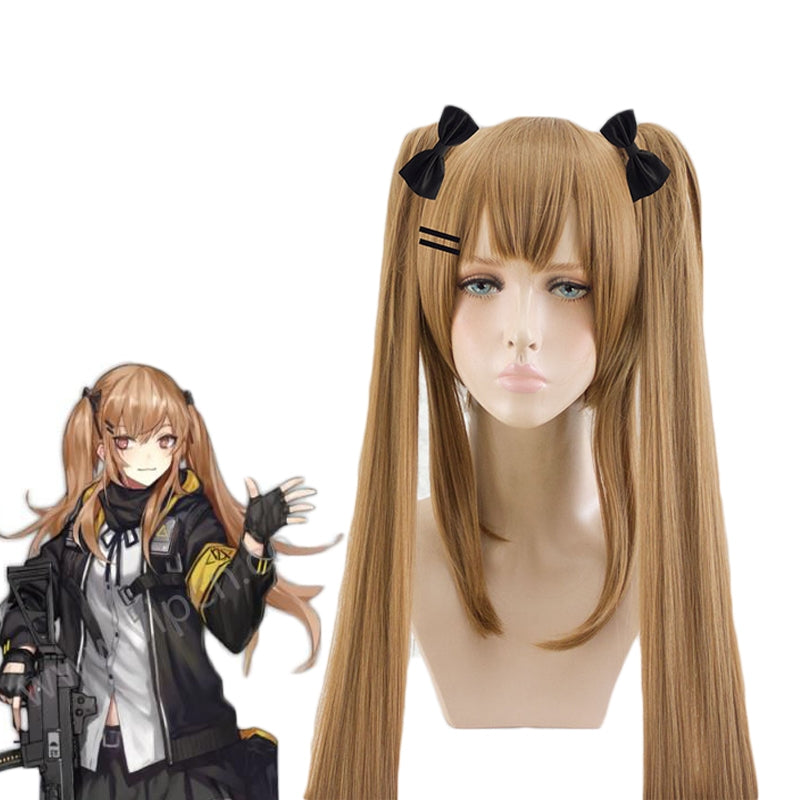 Game Girls Frontline UMP45/UMP9 Brown Ponytail/ Linen Curls Cosplay Wigs