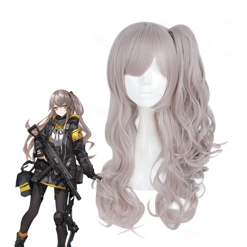 Game Girls Frontline UMP45/UMP9 Brown Ponytail/ Linen Curls Cosplay Wigs