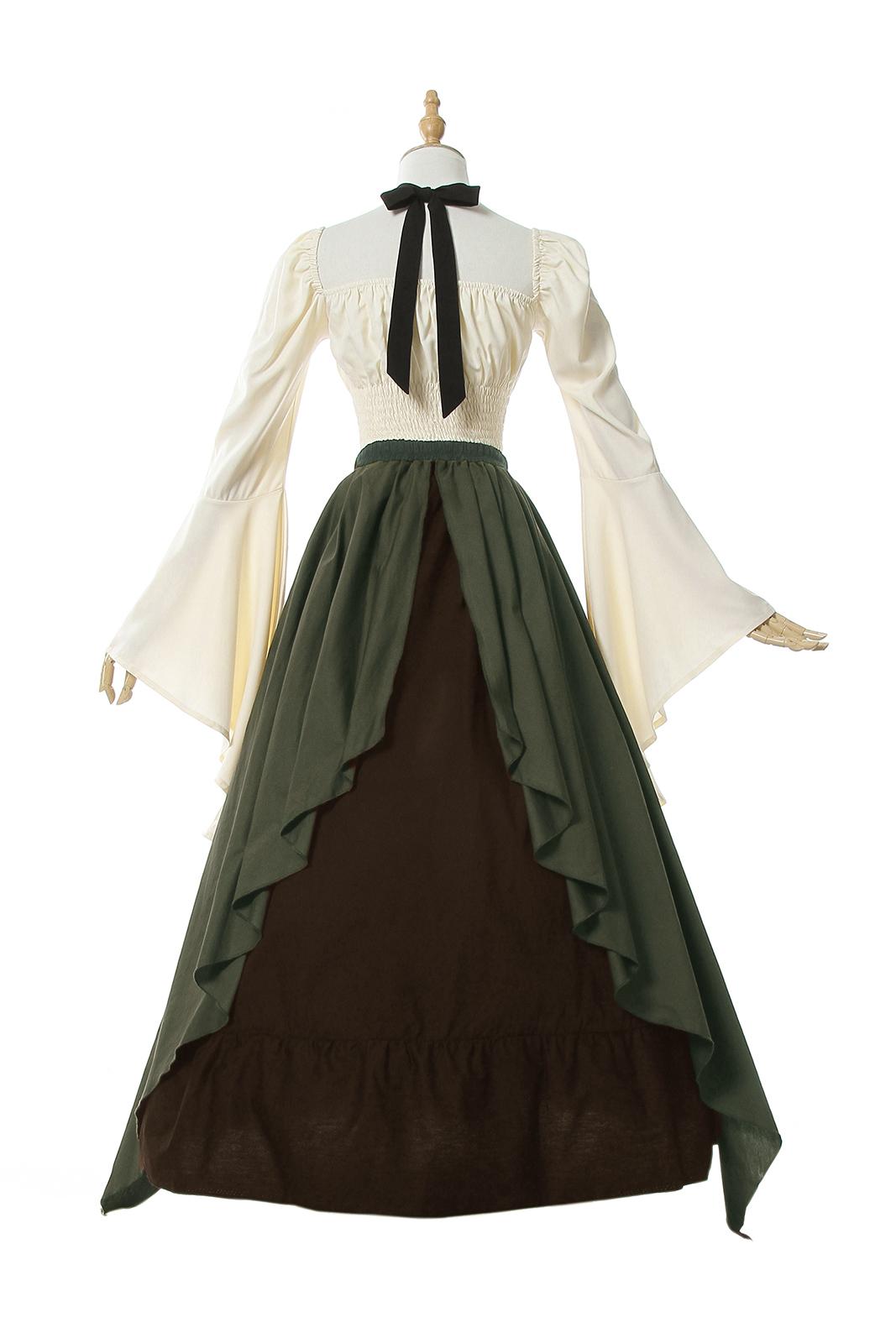 Retro White Wavy Skirt Two-piece Suit Costume
