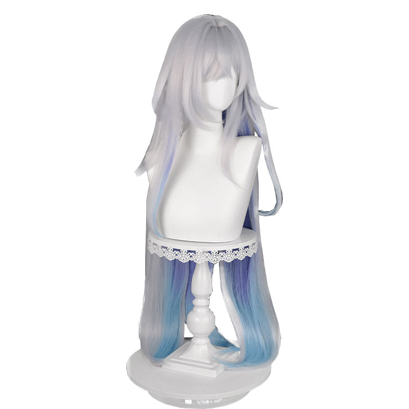 Genshin Impact Skirk Cosplay Wig Grey Mixed Blue Cosplay Wig