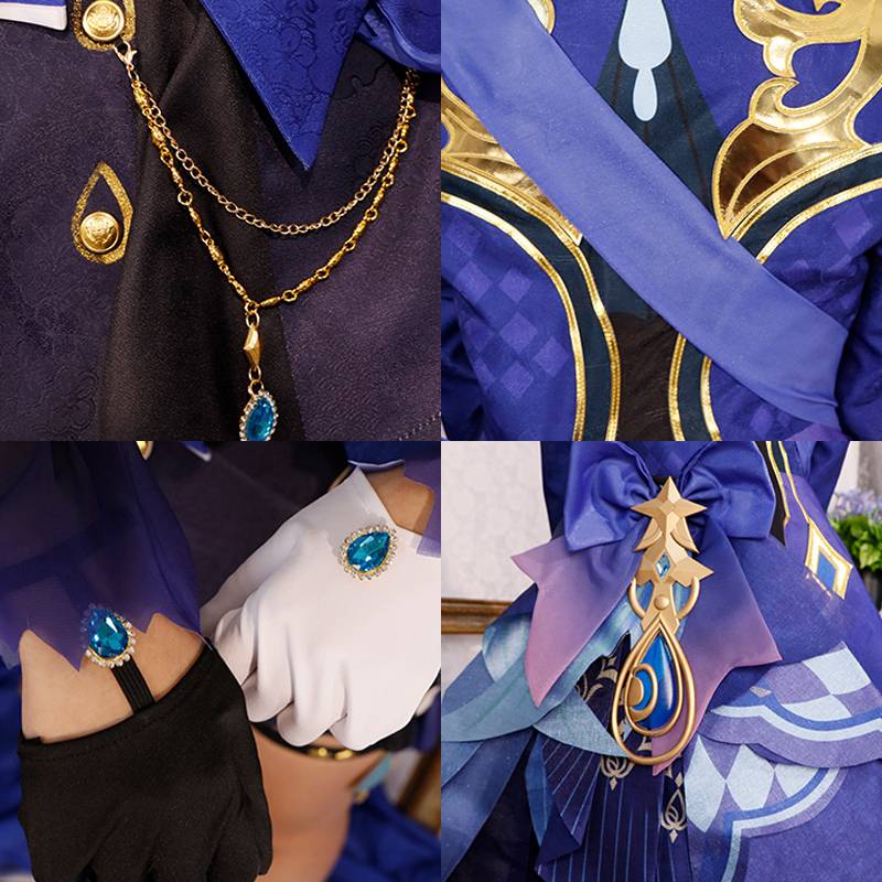 Genshin Impact The Hydro Archon Dark Furina de Fontaine Focalors Cosplay Costume