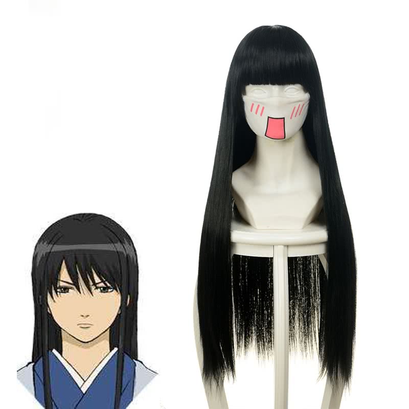 Gintama Katsura Kotarou Anime Black Long straight Cosplay Wigs