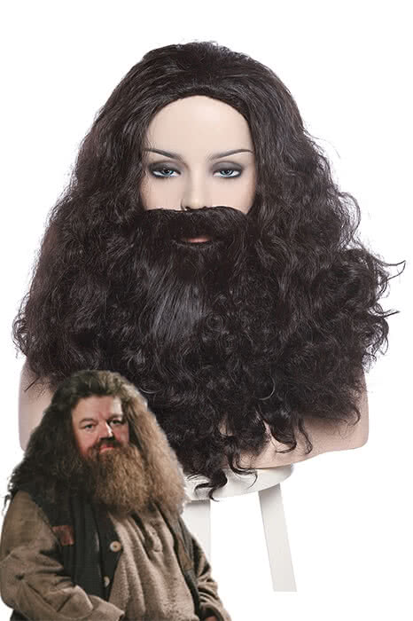 Rubeus Hagrid Long Curly Brown Movie Cosplay Man Wigs