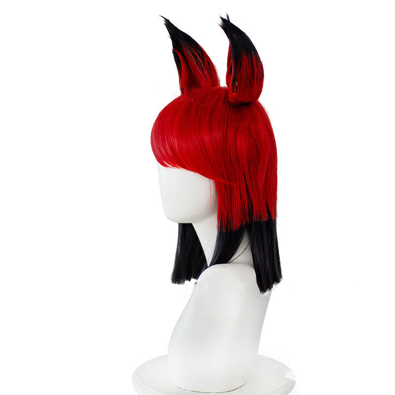 Anime Hazbin Hotel Alastor Cosplay Wigs The Radio Demon Red Mixed Black Cosplay Wigs