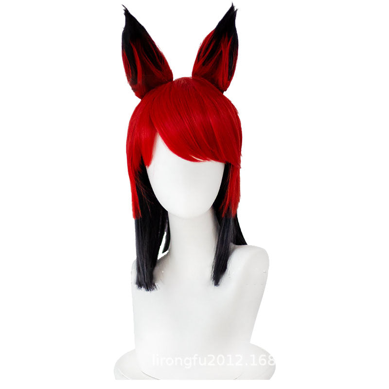 Anime Hazbin Hotel Alastor Cosplay Wigs The Radio Demon Red Mixed Black Cosplay Wigs