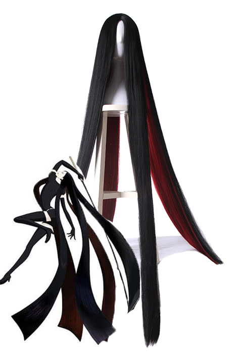 Land of the Lustrous Houseki no Kuni Bort Very Long Black Mixed Red Special Anime Cosplay Wigs