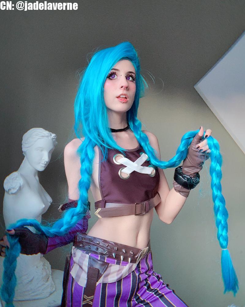 ¡¾In Stock¡¿130cm Anime LOL Arcane Jinx Blue Cosplay Wigs