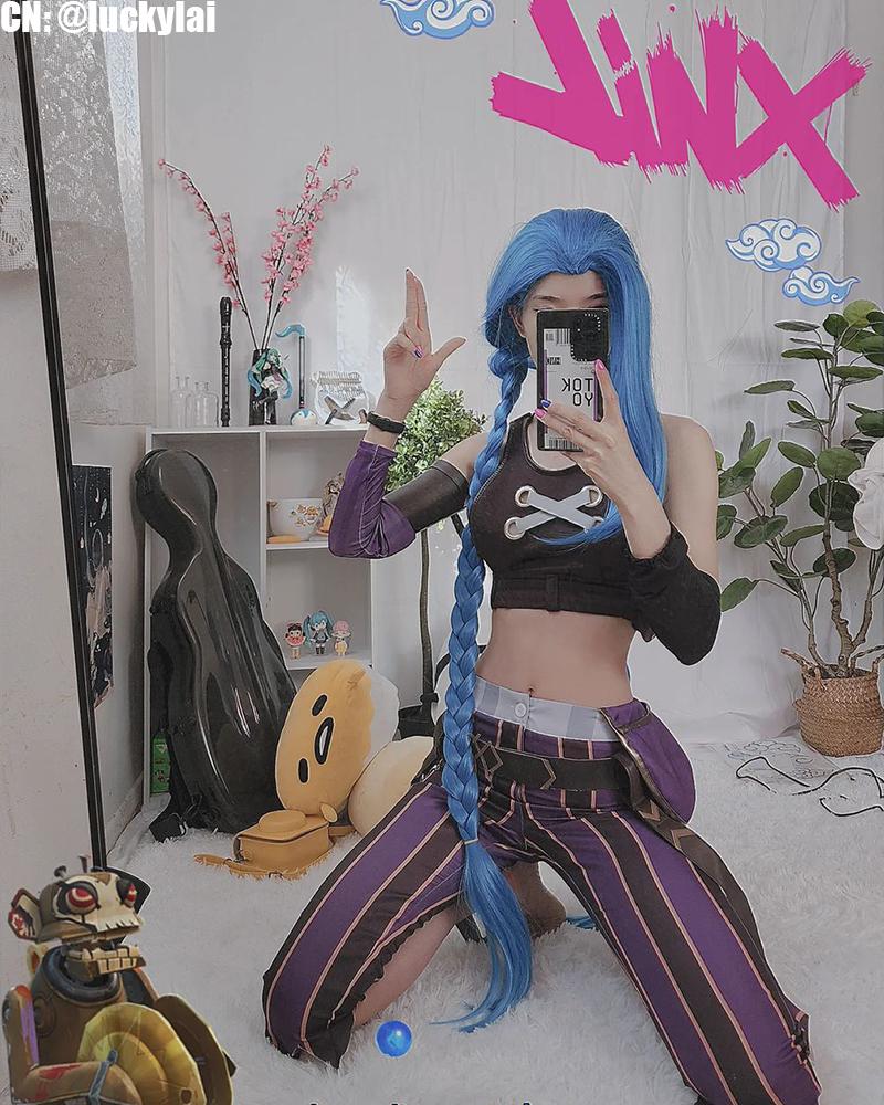 ¡¾In Stock¡¿130cm Anime LOL Arcane Jinx Blue Cosplay Wigs