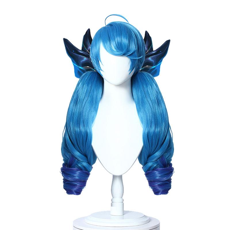 LOL Gwen Blue Gradient Ponytail Wavy Long Cosplay Wigs Halloween wig