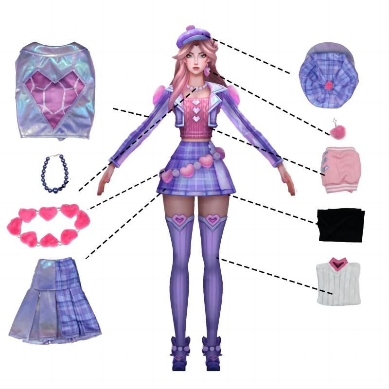 LOL Heartache & Heartthrob Caitlyn Cosplay Costume Halloween Costume