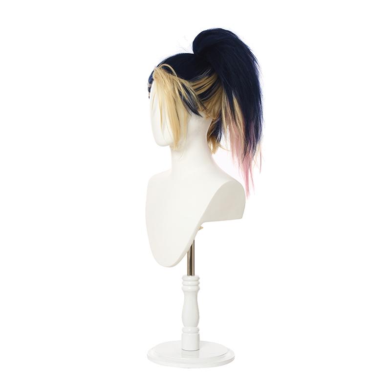 LOL KDA BADDEST Akali Blue Mixed Yellow Long Cosplay Wigs Halloween wig