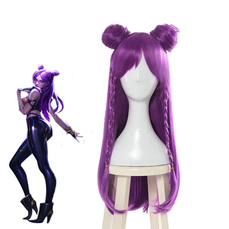 LOL KDA Skin Kaisa Long Straight Purple Cosplay Wigs Halloween wig