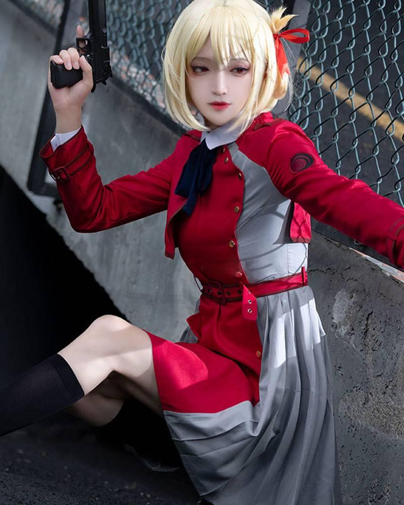 Lycoris Recoil Chisato Nishikigi Blonde Straight Cosplay Wigs