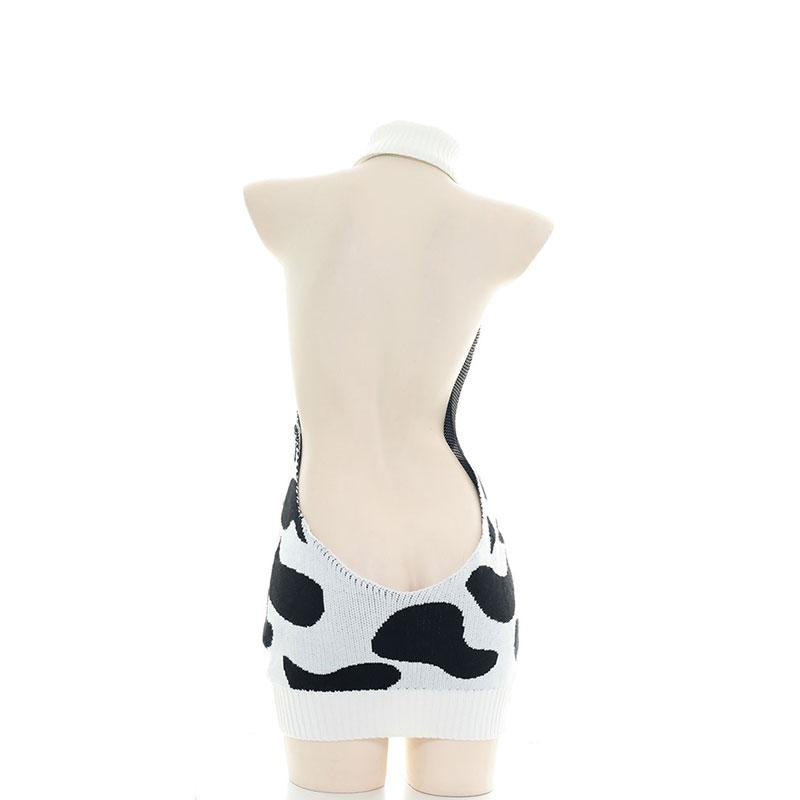 Japanese Milk Cow High Neck Backless Sexy Sweater Underwear