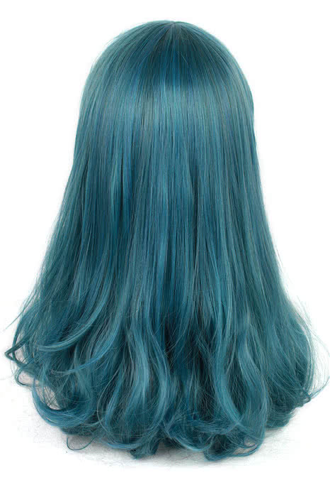 50cm Long Teal Green Wave Anime Female Cosplay Wigs