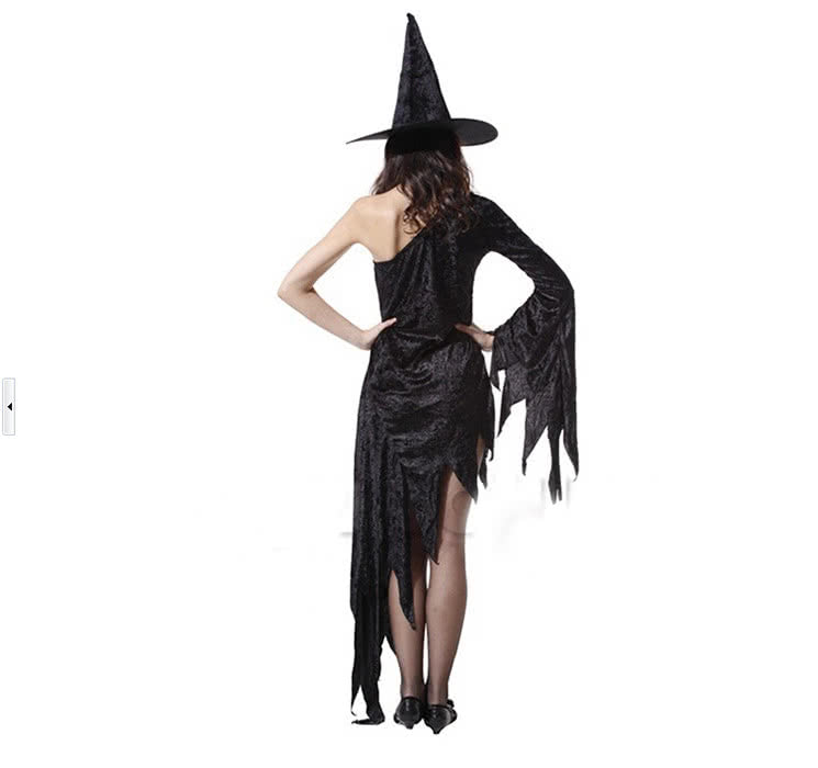 New Halloween black witch costume fancy dress with tassels design