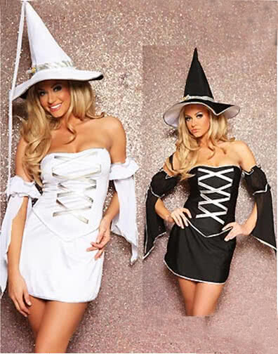 Fancy witch Halloween Costume two colors classic female Dress