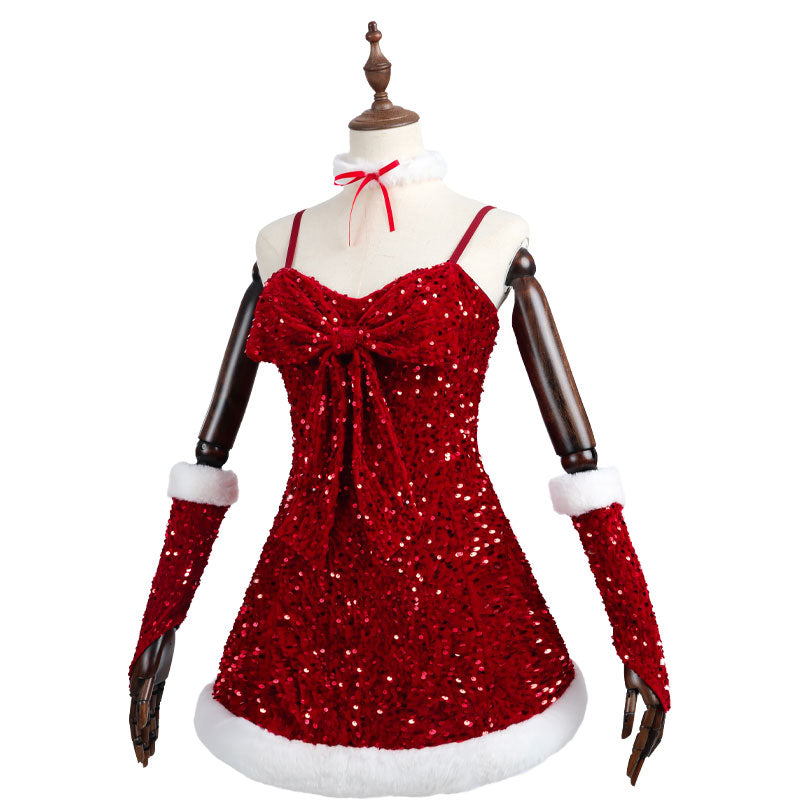 Ready To Ship Red Sequin Sexy Christmas Dress Holiday Cosplay Look