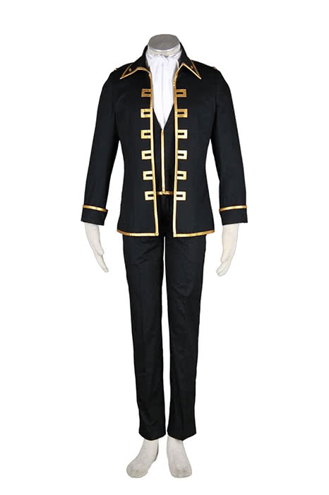 Gintama Earthworks Fourteen Lang Cosplay Costume Shinsengumi Uniform Black Uniform