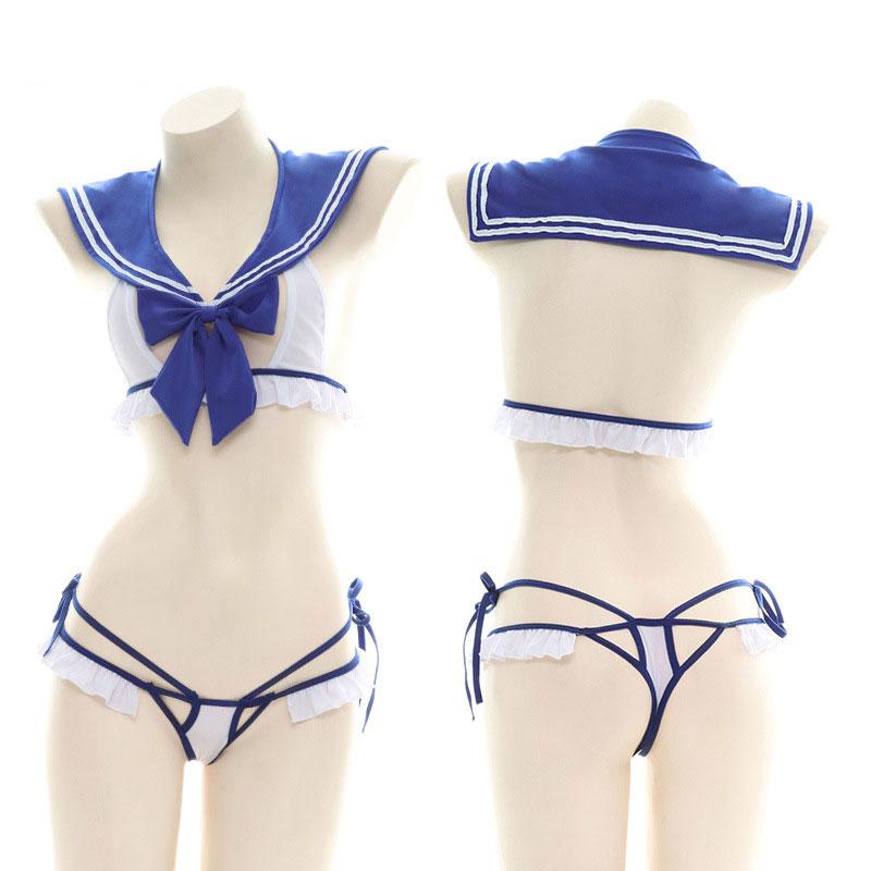 Sailor Style Bowknot Underwear Suit Sexy Cosplay Costume