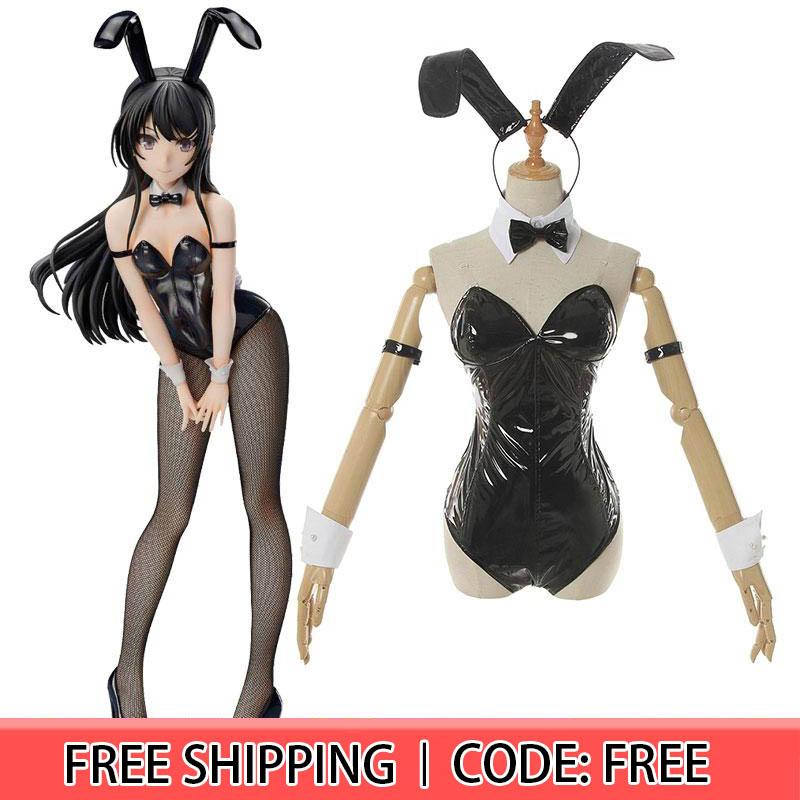 Ready To Ship Seishun Buta Yarou wa Bunny Girl Senpai no Yume wo Minai Sakurajima Mai Bunny girl Cosplay Costume