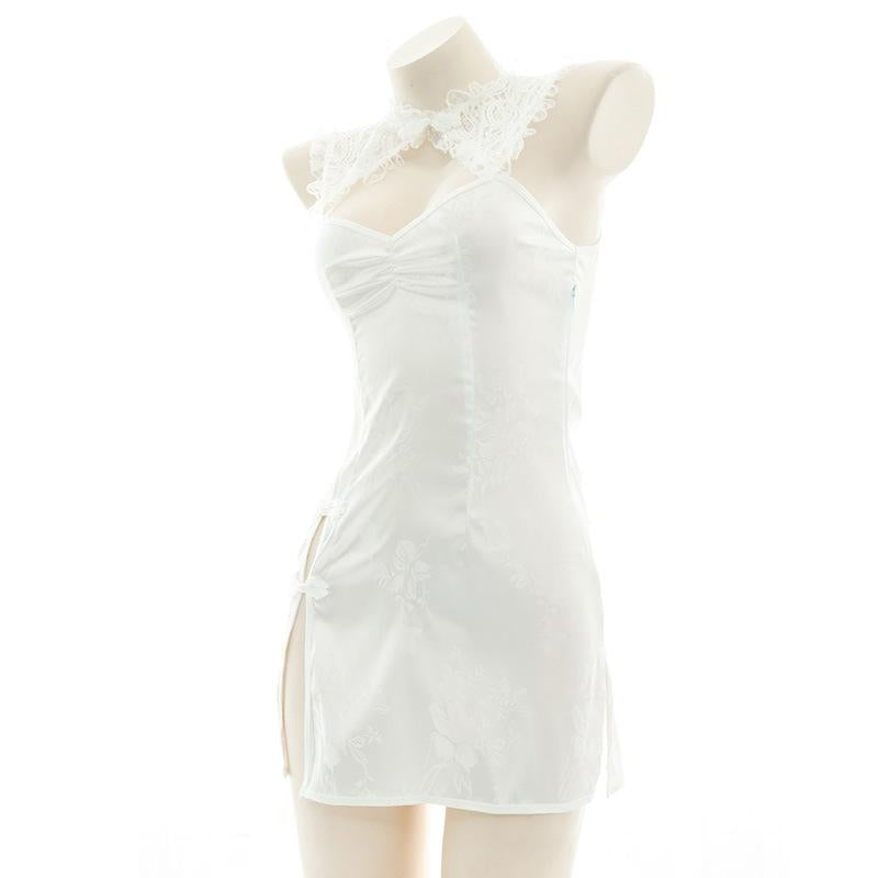 Sexy Backless White Lace Cheongsam Cosplay Costume
