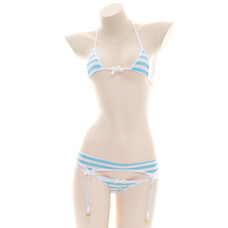 Striped Japanese Cute Bikini 2 Colors Cosplay Costume
