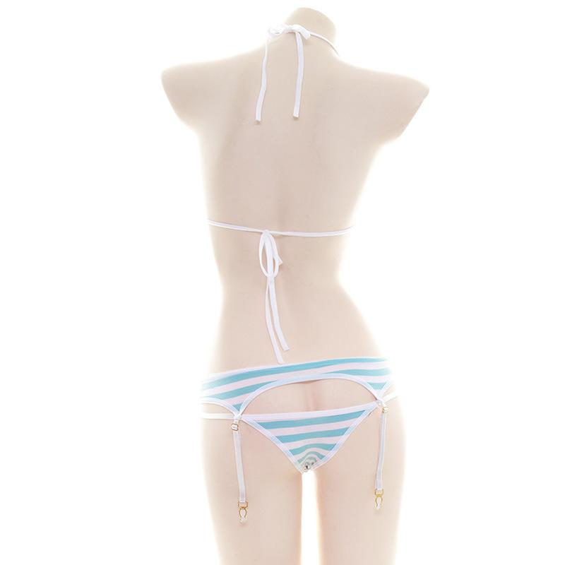 Striped Japanese Cute Bikini 2 Colors Cosplay Costume