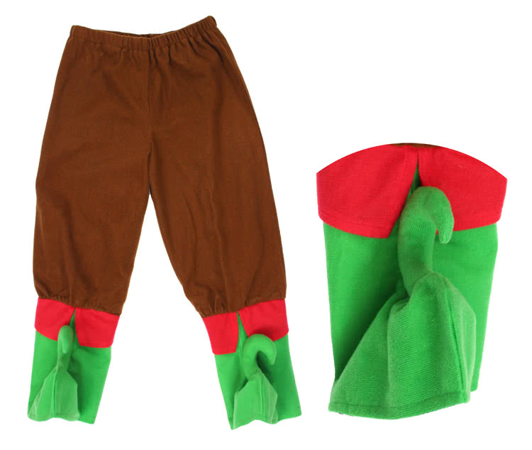 New Style Green Children Christmas Costume with Red and White Striped Hat