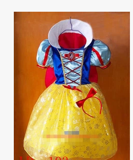 Snow White Princess Children Christmas Costume with Red Headwear
