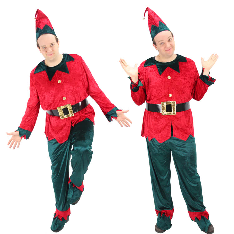 New Style of Red and Green Men Christmas Costume of Elf Suit