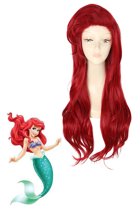 70cm Dark Red Anime The Little Mermaid Ariel Long Straight Cosplay Wig