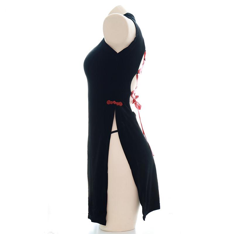Vintage Cheongsam Velvet Slit Underwear Sexy Cosplay Costume