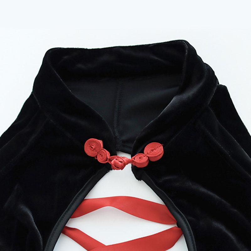 Vintage Cheongsam Velvet Slit Underwear Sexy Cosplay Costume