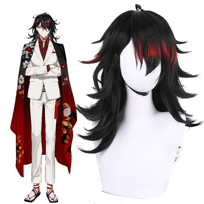 Virtual YouTuber LUXIEM Vox Akuma Black Red Long Cosplay Wigs