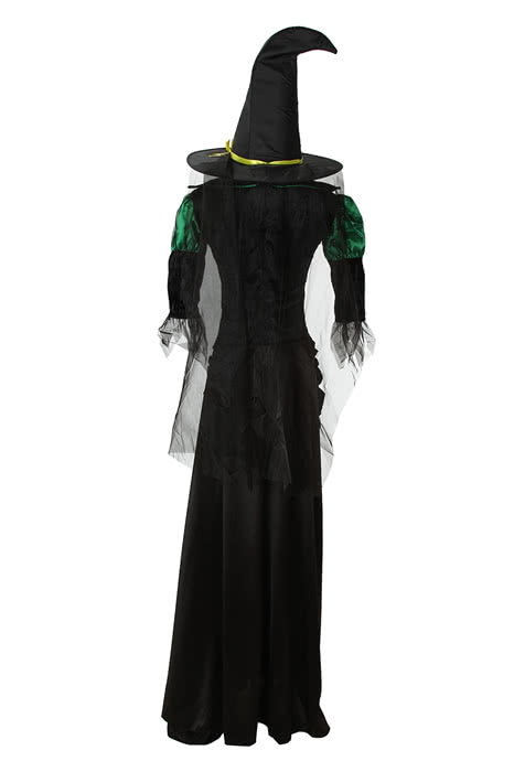 skintight Long witch Halloween cosplay costume Green mixed black dress