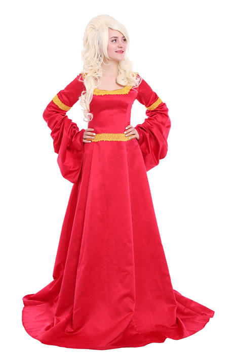 Red Luxury Supergirl Halloween Costume of European Queen Palace Restoring Emulation Silk Dress